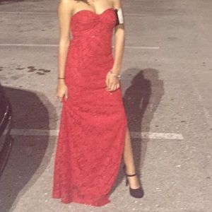 Strapless Red Sequin Gown